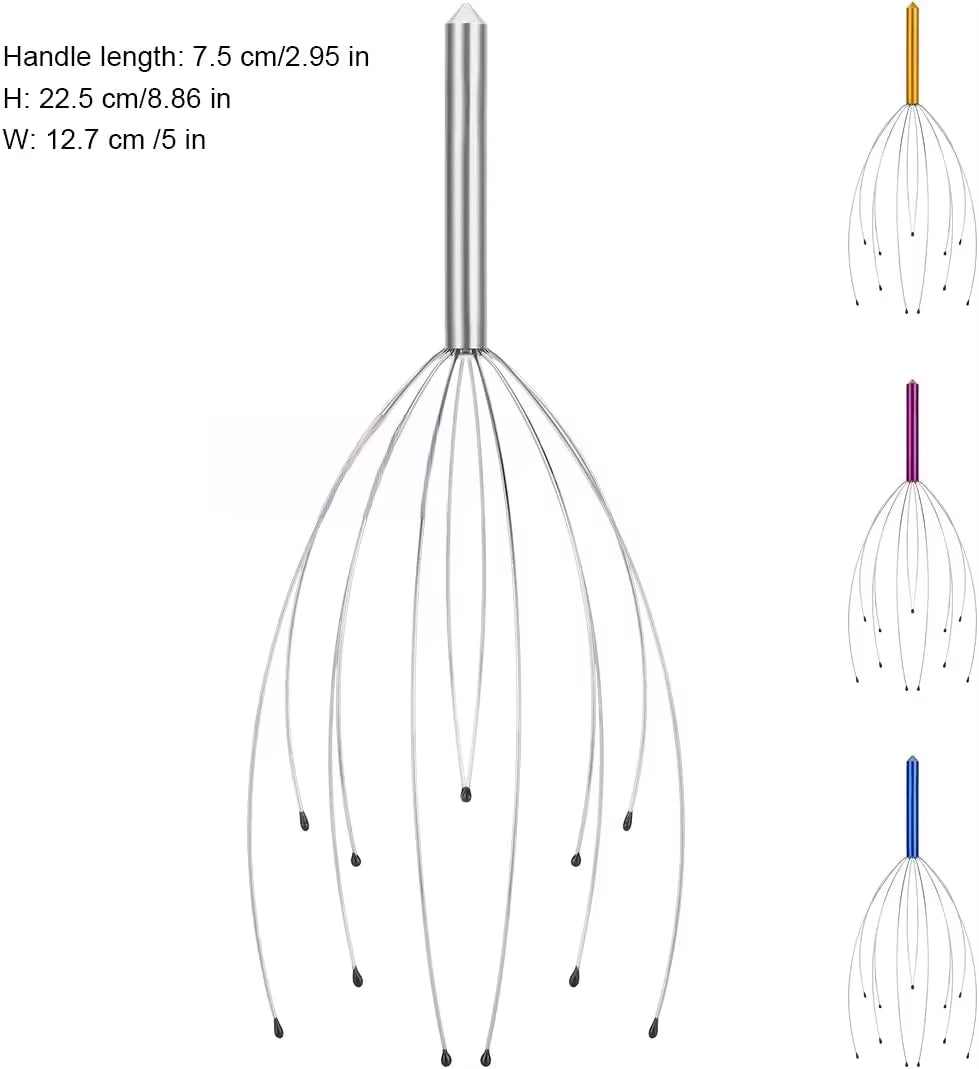 Custom Logo Stainless Steel Manual Head Scalp Massager for Stress Relief Relaxing Scalp Scratcher for Gentle Hair Stimulation
