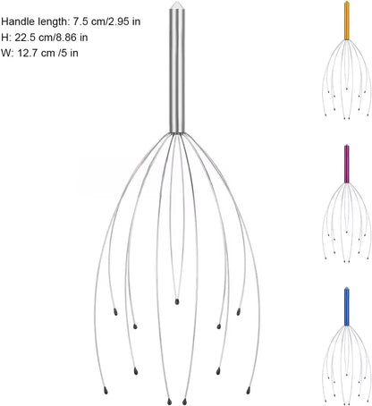 Custom Logo Stainless Steel Manual Head Scalp Massager for Stress Relief Relaxing Scalp Scratcher for Gentle Hair Stimulation