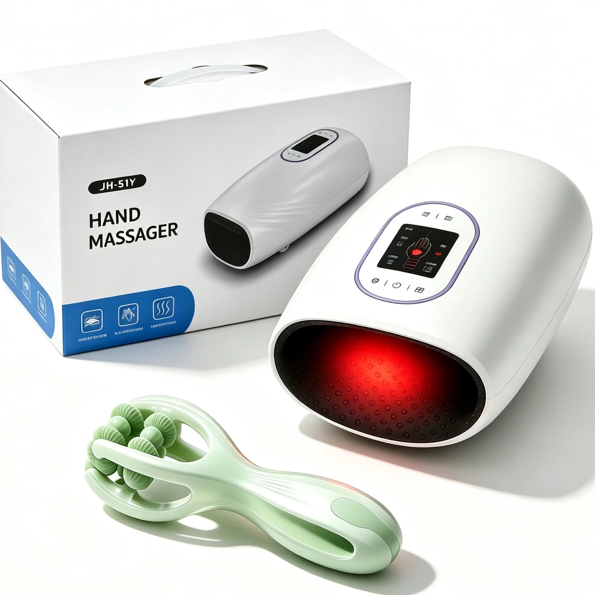 Cordless Hand Massager with Heat, Full-Hand Air Compression & Multiple Massage Nodes for Daily Relaxation, Deal Gift