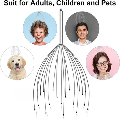 Custom Logo Stainless Steel Manual Head Scalp Massager for Stress Relief Relaxing Scalp Scratcher for Gentle Hair Stimulation