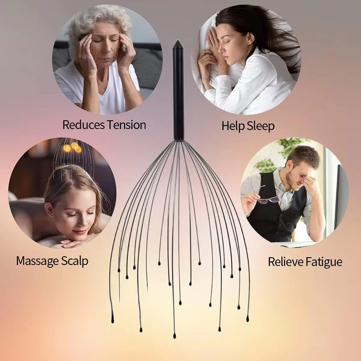 Custom Logo Stainless Steel Manual Head Scalp Massager for Stress Relief Relaxing Scalp Scratcher for Gentle Hair Stimulation