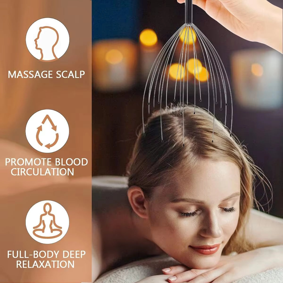 Custom Logo Stainless Steel Manual Head Scalp Massager for Stress Relief Relaxing Scalp Scratcher for Gentle Hair Stimulation